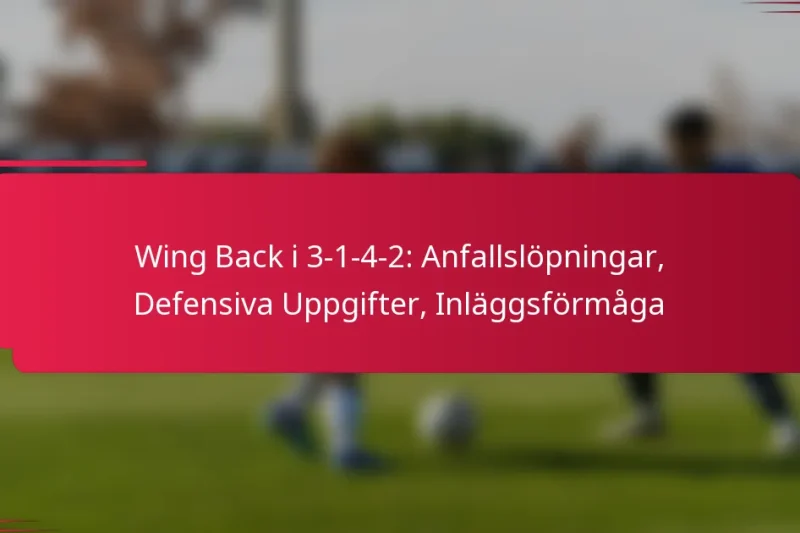 Wing Back i 3-1-4-2: Anfallslöpningar, Defensiva Uppgifter, Inläggsförmåga