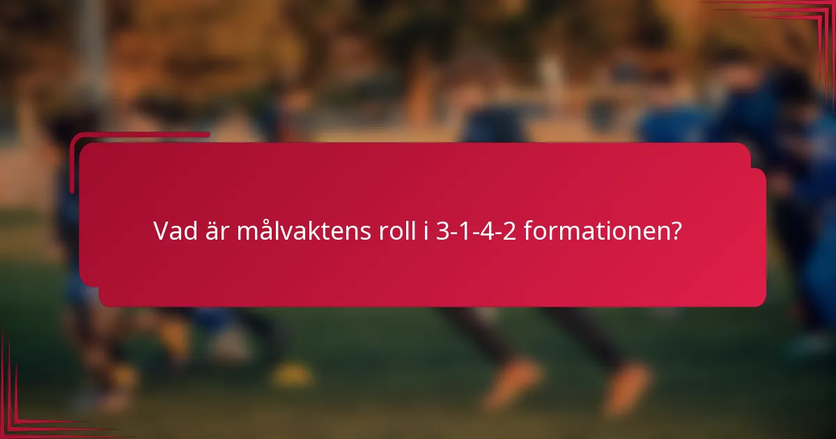 Vad är målvaktens roll i 3-1-4-2 formationen?