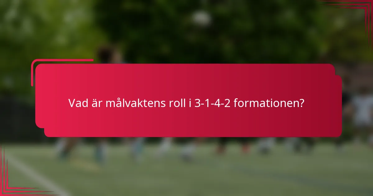 Vad är målvaktens roll i 3-1-4-2 formationen?