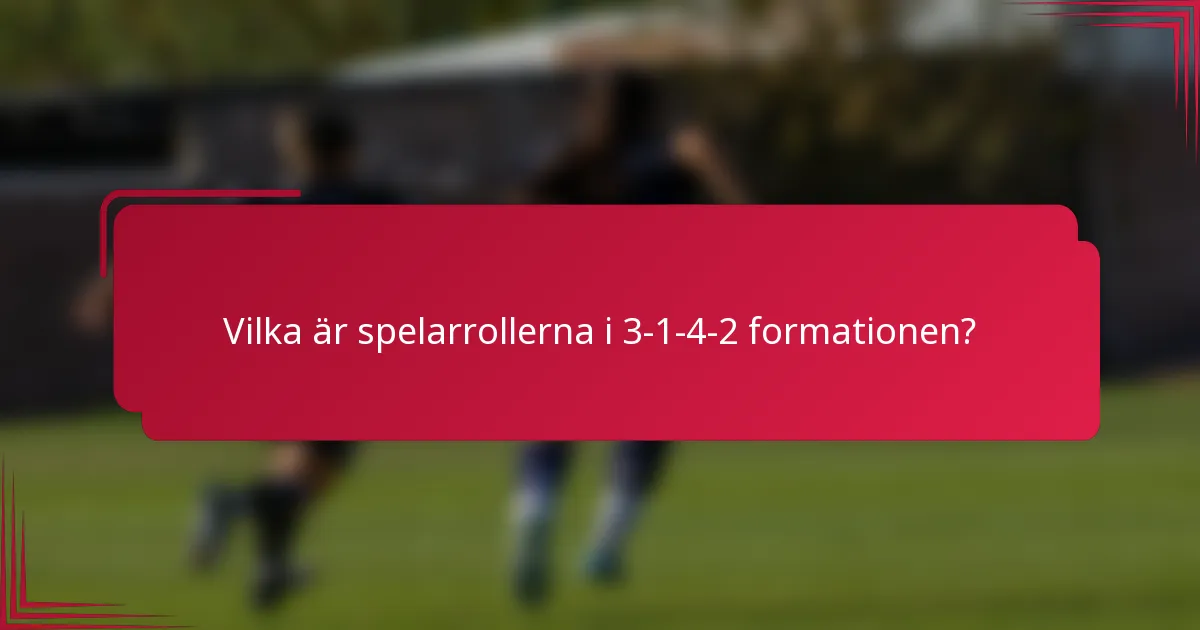 Vilka är spelarrollerna i 3-1-4-2 formationen?